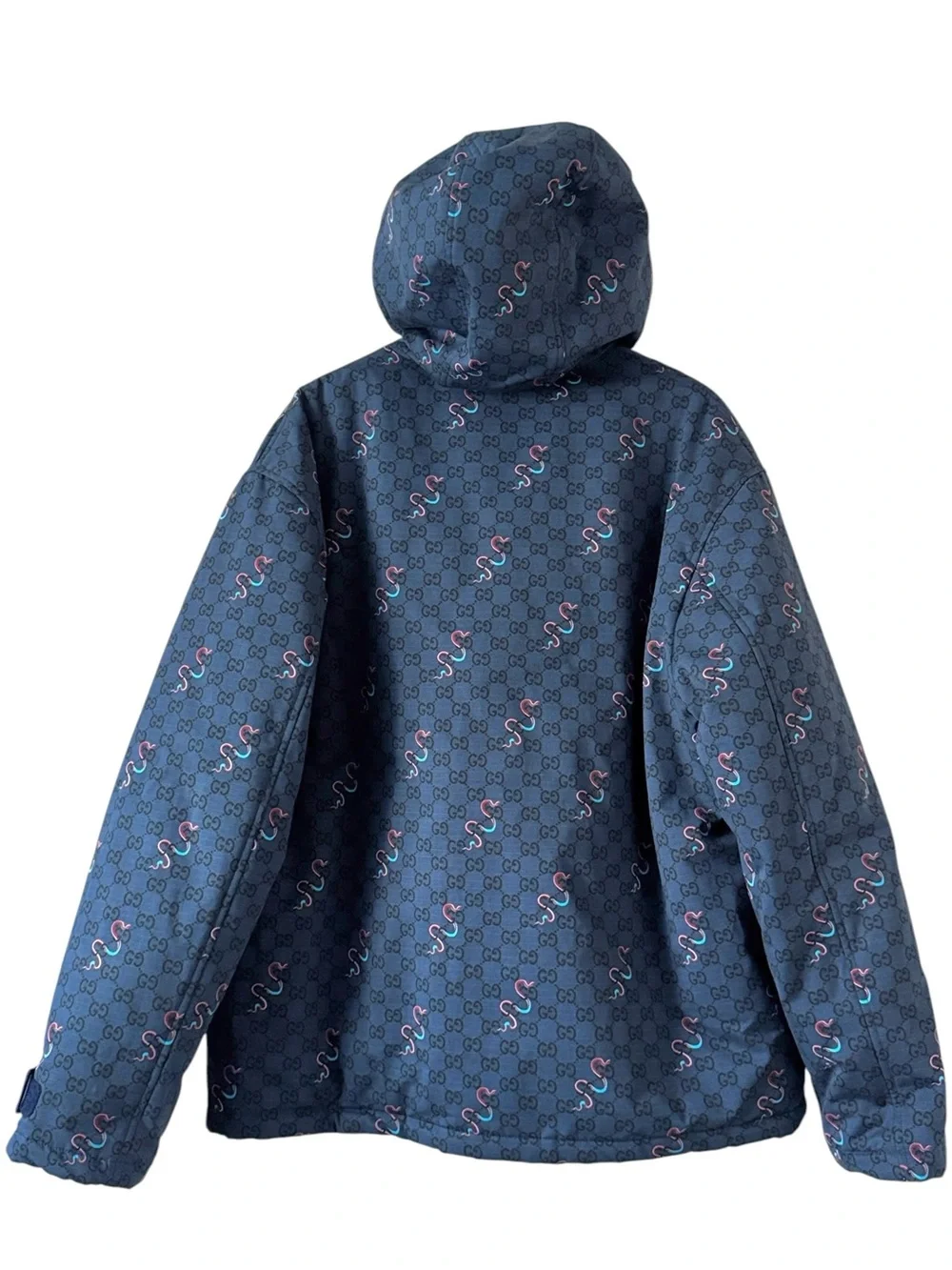 Gucci GG Sinuous Snake Print Hooded Blouson Jacket Size 52 IT